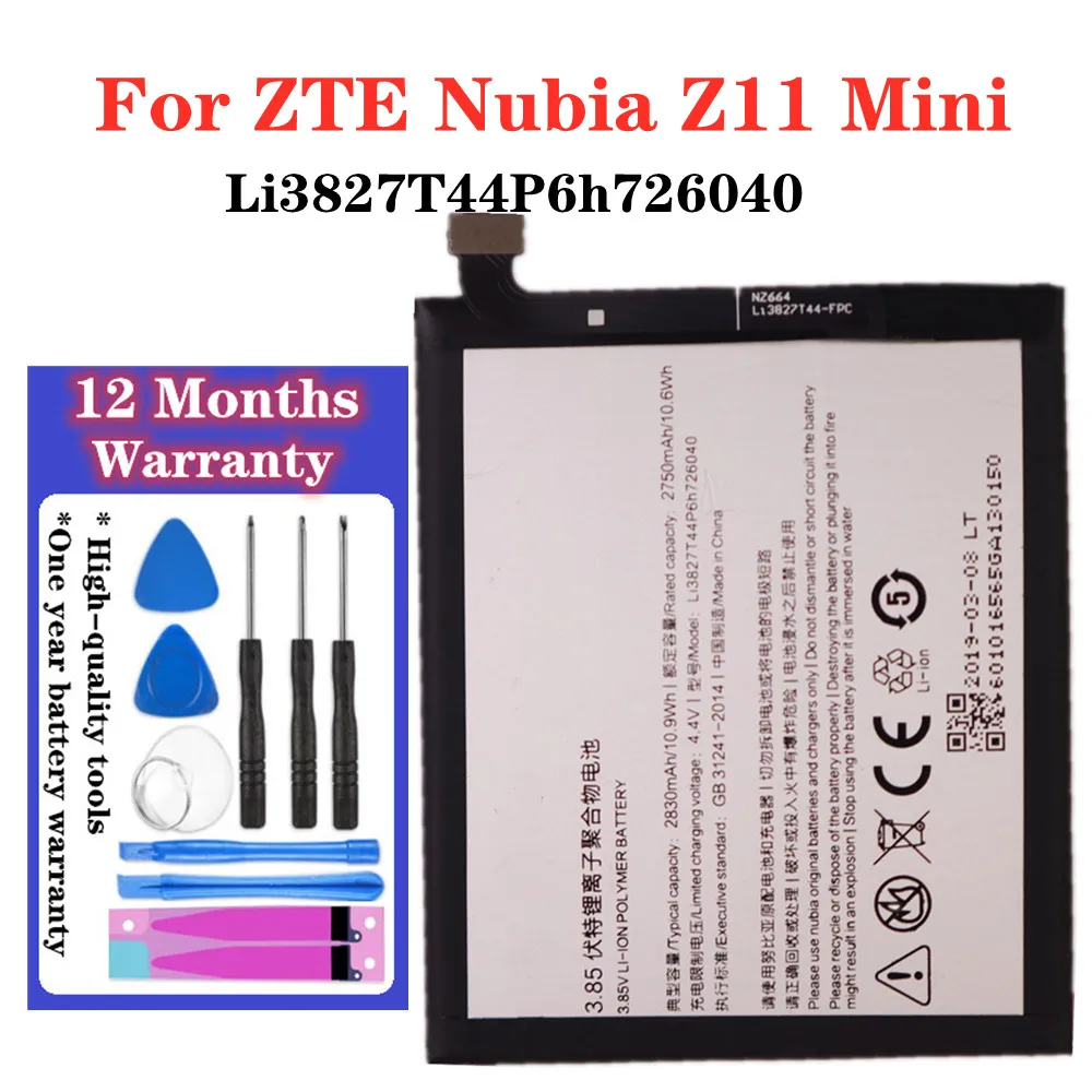 High Quality 2830mAh Li3827T44P6h726040 Phone Replacement Battery For ZTE Nubia Z11 Mini Z11Mini NX529J Batteries + Tools
High Quality 2830mAh Li3827T44P6h726040 Phone Replacement Battery For ZTE Nubia Z11 Mini Z11Mini NX529J Batteries + Tools