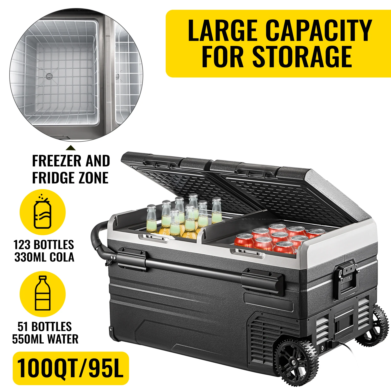 Car Refrigerator 100 Quart, Portable Refrigerator Freezer, 95L Dual Storage Zone Camping Freezer, -4℉~68℉ 12 Volt Electric C
Car Refrigerator 100 Quart, Portable Refrigerator Freezer, 95L Dual Storage Zone Camping Freezer, -4℉~68℉ 12 Volt Electric C