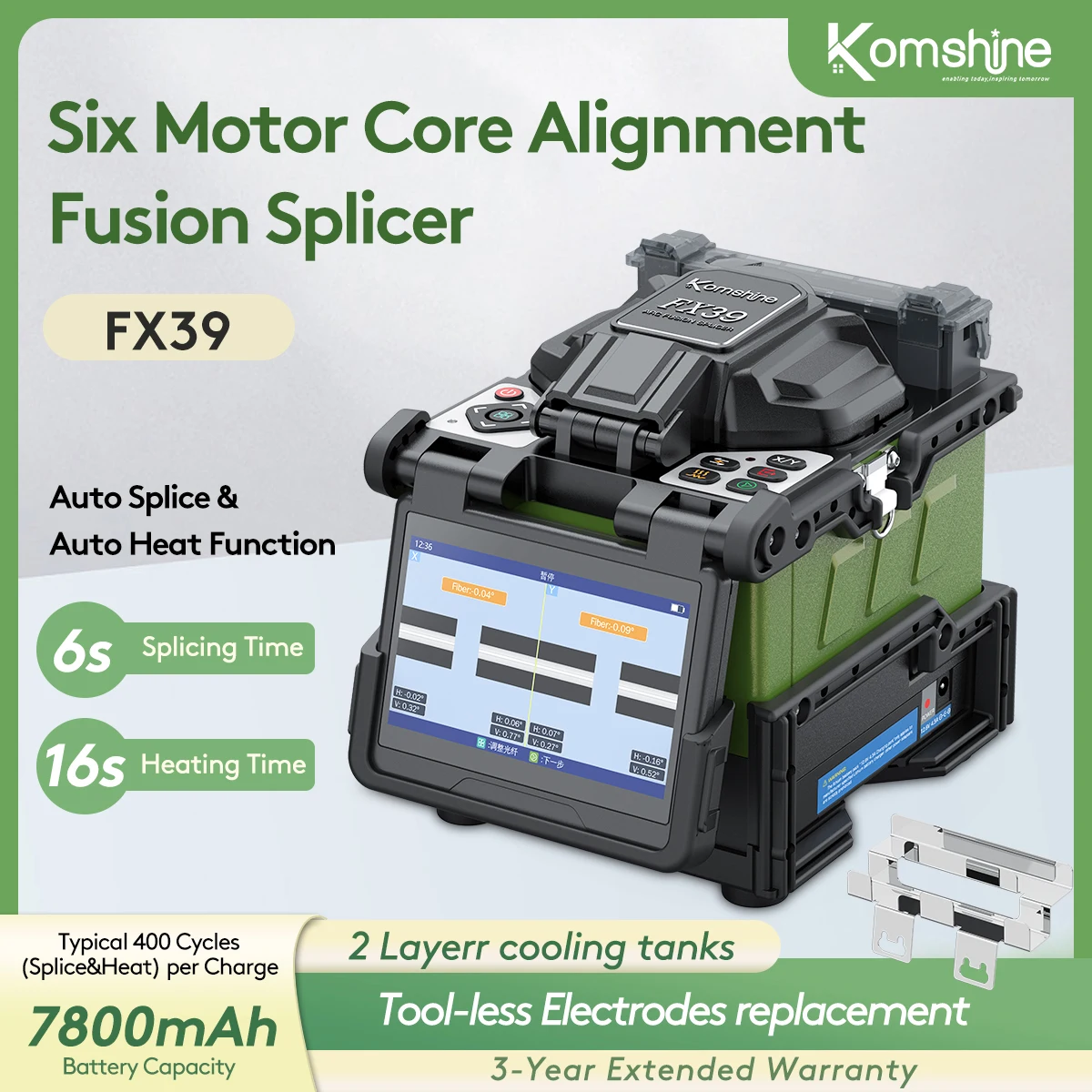6 Motors Backbone Fusion Splicer, Komshine FX39 Fiber Splicer, Fiber Splicing Machine Core Alignment Fiber Optic 6s Splicing
6 Motors Backbone Fusion Splicer, Komshine FX39 Fiber Splicer, Fiber Splicing Machine Core Alignment Fiber Optic 6s Splicing