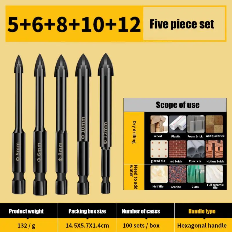 3-18mm Drill Bit Cross Hex Tile Drill Bits Set Glass Ceramic Concrete Hole Opener Brick Hard Alloy Triangle Bit Tool Kit Drill
3-18mm Drill Bit Cross Hex Tile Drill Bits Set Glass Ceramic Concrete Hole Opener Brick Hard Alloy Triangle Bit Tool Kit Drill