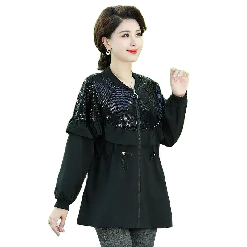 Middle-Aged And Elderly Women's Spring And Autumn Fashion Sequined Stitching Coat Women's Waist Slim Mother Loose Jacket
Middle-Aged And Elderly Women's Spring And Autumn Fashion Sequined Stitching Coat Women's Waist Slim Mother Loose Jacket