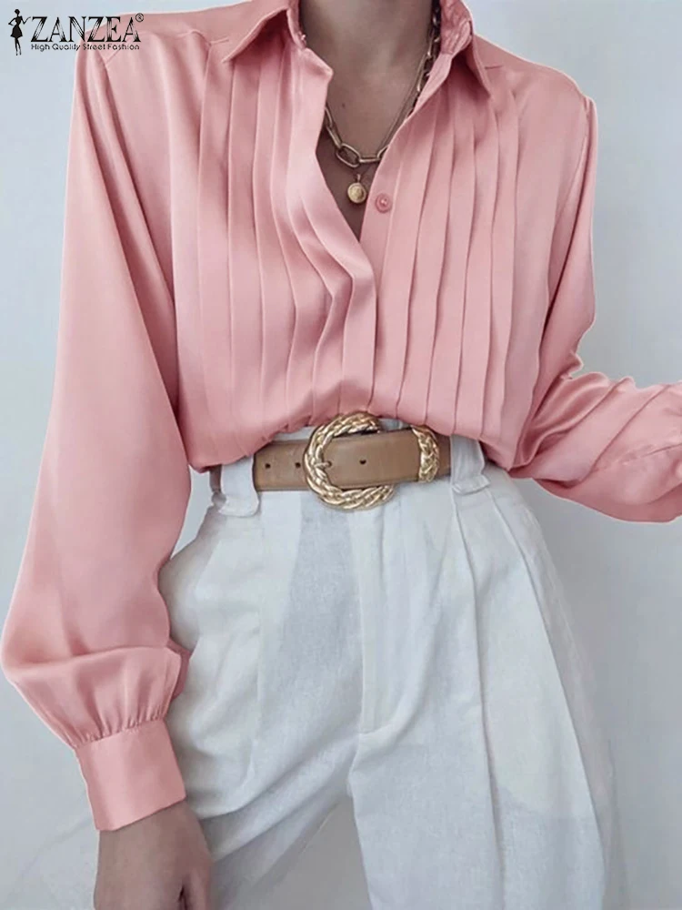 ZANZEA Fashion Women 2023 Shirt Casual Button Up Tunic Tops Lapel Pleats Blouse Satin Silk Elegant Long Sleeve Party Blusa Mujer
ZANZEA Fashion Women 2023 Shirt Casual Button Up Tunic Tops Lapel Pleats Blouse Satin Silk Elegant Long Sleeve Party Blusa Mujer