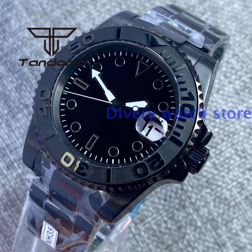 

Auto Date Lume Dial Ceramic Bezel Oyster Bracelet 40mm NH35 MIYOTA MINGZHU Full Black PVD Automatic Men Watch Sapphire Glass