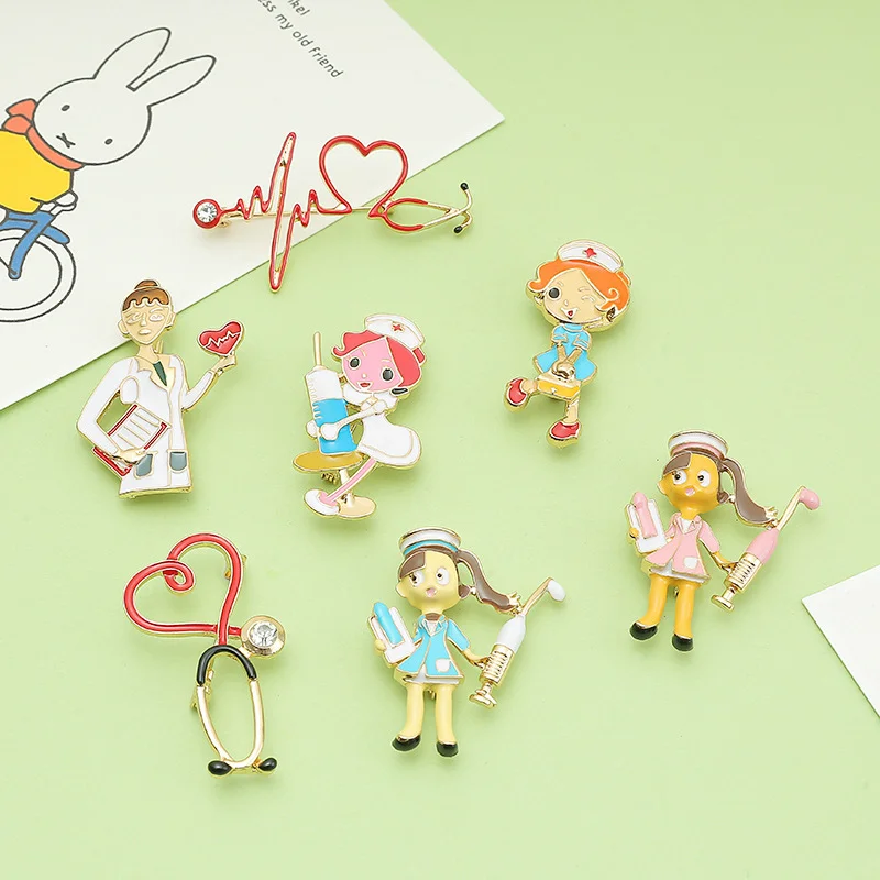 Fashion Cartoon Nurse Enamel Brooch Creative Syringe Stethoscope Backpack Alloy Badge Shirt Jeans Lapel Pin Clothing Accessorie
Fashion Cartoon Nurse Enamel Brooch Creative Syringe Stethoscope Backpack Alloy Badge Shirt Jeans Lapel Pin Clothing Accessorie