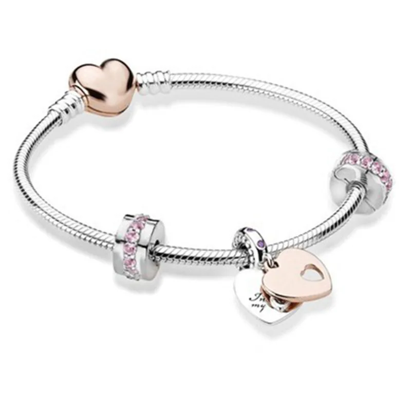 Heart shape Double color Woman Bracelet Fit Pandora DIY S925 Silver Chain Beads Original Jewelry Handmade Accessories Wholesale
Heart shape Double color Woman Bracelet Fit Pandora DIY S925 Silver Chain Beads Original Jewelry Handmade Accessories Wholesale