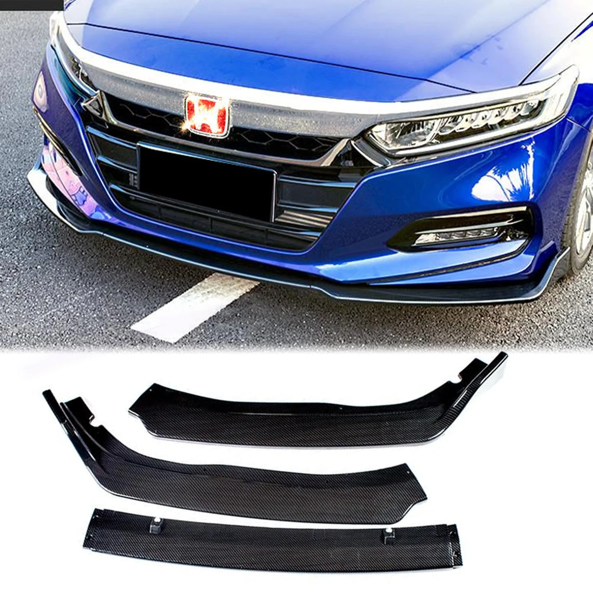 Black Carbon Look Front Bumper Lip Body Kit Spoiler Splitter Diffuser Guard For Honda Accord 10th Gen 2018-2020 Car Styling 
Black Carbon Look Front Bumper Lip Body Kit Spoiler Splitter Diffuser Guard For Honda Accord 10th Gen 2018-2020 Car Styling
