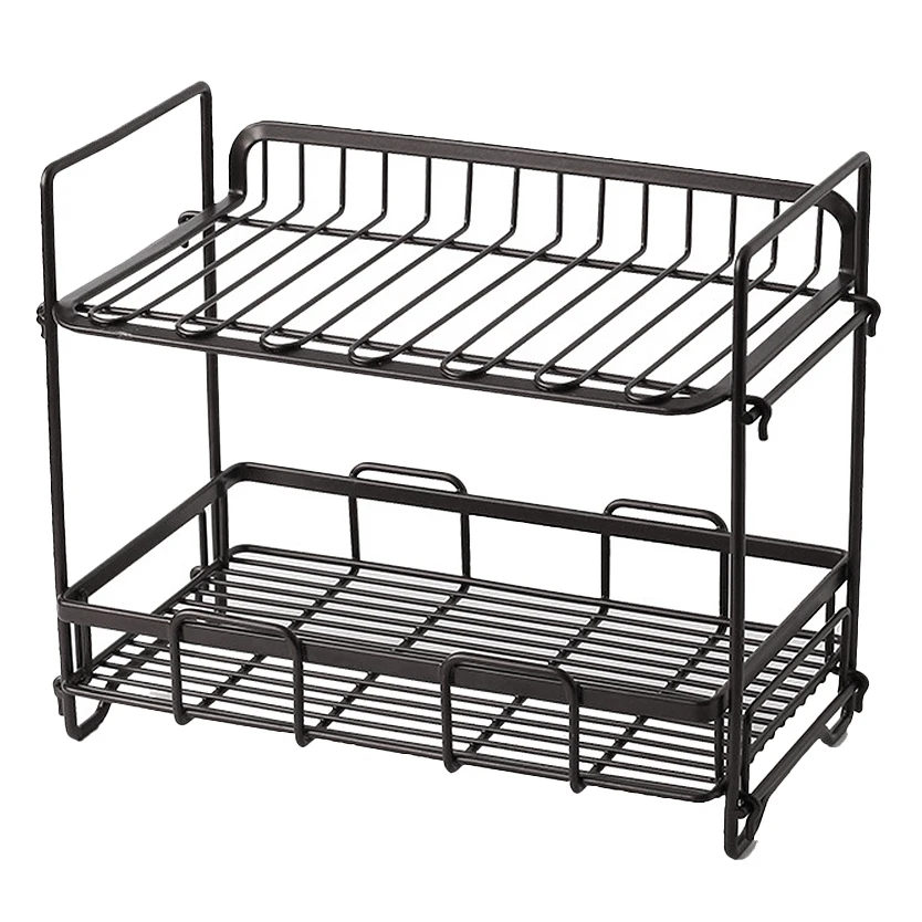 Storage Organiser Kitchen Wrought Iron Shelf,Double Layer Seasoning Storage Rack Desktop Bathroom Storage Shelf Black
Storage Organiser Kitchen Wrought Iron Shelf,Double Layer Seasoning Storage Rack Desktop Bathroom Storage Shelf Black