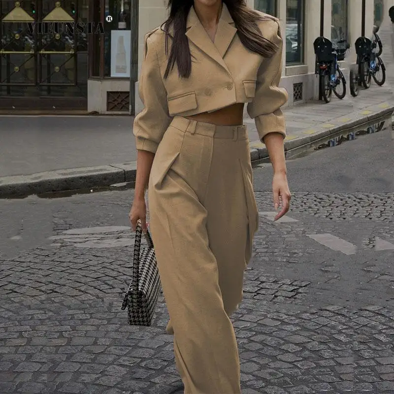 Fashion Short Turn-down Collar Blazer Tops And High Waist Pants Female Commute Outfits 2023 New Women Suit Blazer Two Piece Sets
Fashion Short Turn-down Collar Blazer Tops And High Waist Pants Female Commute Outfits 2023 New Women Suit Blazer Two Piece Sets