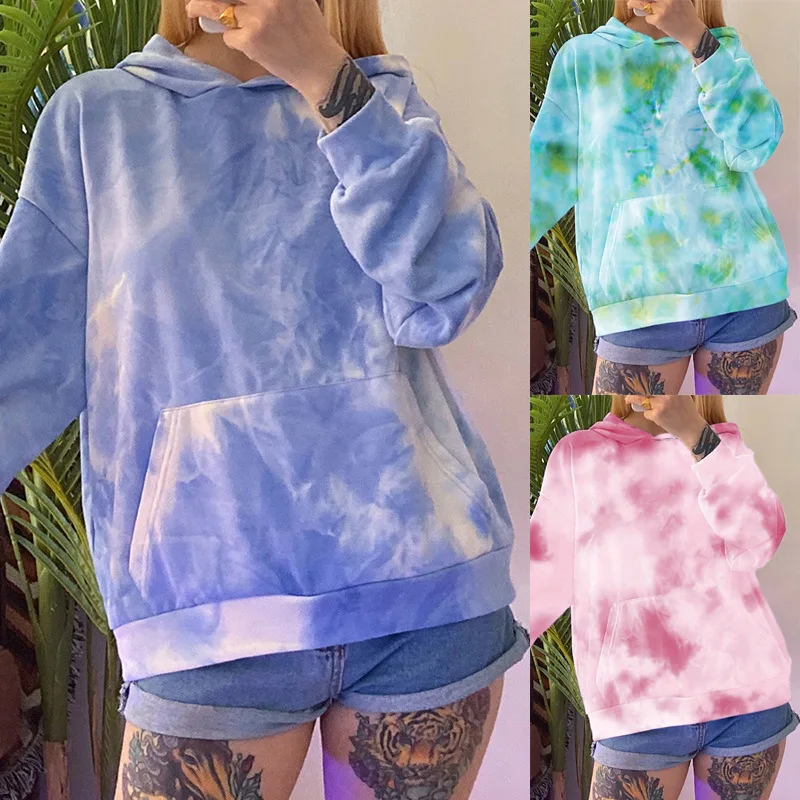 Tie Dye Soft Hand Feeling Loose Hooded Long Sleeves Pocket Sweatshirt For Women
Tie Dye Soft Hand Feeling Loose Hooded Long Sleeves Pocket Sweatshirt For Women