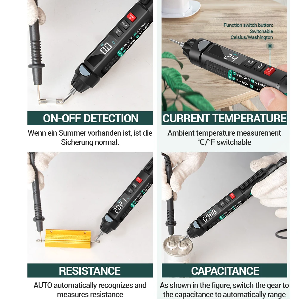 Multimeter Non-contact Multifunctional Professional Tester Pen Resistance Electrical Meter Detector Flashlight
Multimeter Non-contact Multifunctional Professional Tester Pen Resistance Electrical Meter Detector Flashlight