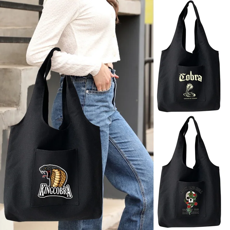 Women's Shoulder Bags Commuter Vest Bag Cobra Print Eco-friendly Large Capacity Shopping Handbags Ladies Casual Canvas Tote Bag
Women's Shoulder Bags Commuter Vest Bag Cobra Print Eco-friendly Large Capacity Shopping Handbags Ladies Casual Canvas Tote Bag