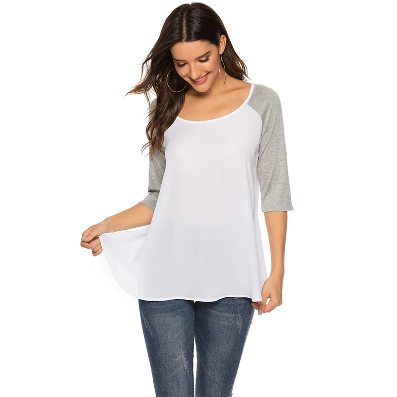 New Coming Thin Summer Casual Women T-Shirts Half Sleeve Fashion Patchwork Loose Irregular Women Clothes Summer Shirt Tops
New Coming Thin Summer Casual Women T-Shirts Half Sleeve Fashion Patchwork Loose Irregular Women Clothes Summer Shirt Tops