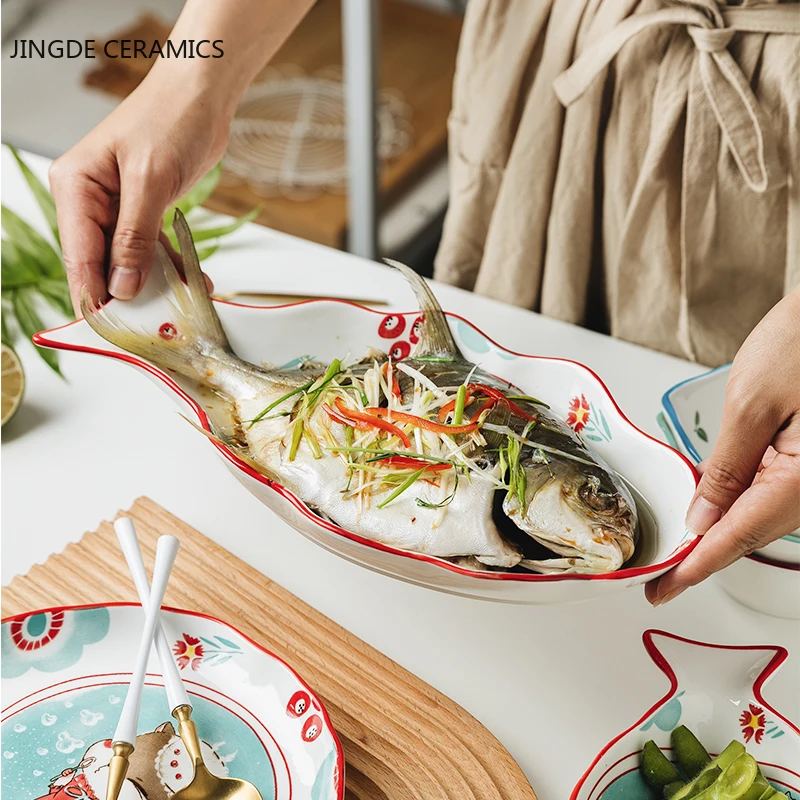 Creative Fish Shape Ceramic Bowl Breakfast Plate Kitchen Dinnerware Ramen Rice Noodles Soup Bowl Dessert Salad Cake Dishes
Creative Fish Shape Ceramic Bowl Breakfast Plate Kitchen Dinnerware Ramen Rice Noodles Soup Bowl Dessert Salad Cake Dishes