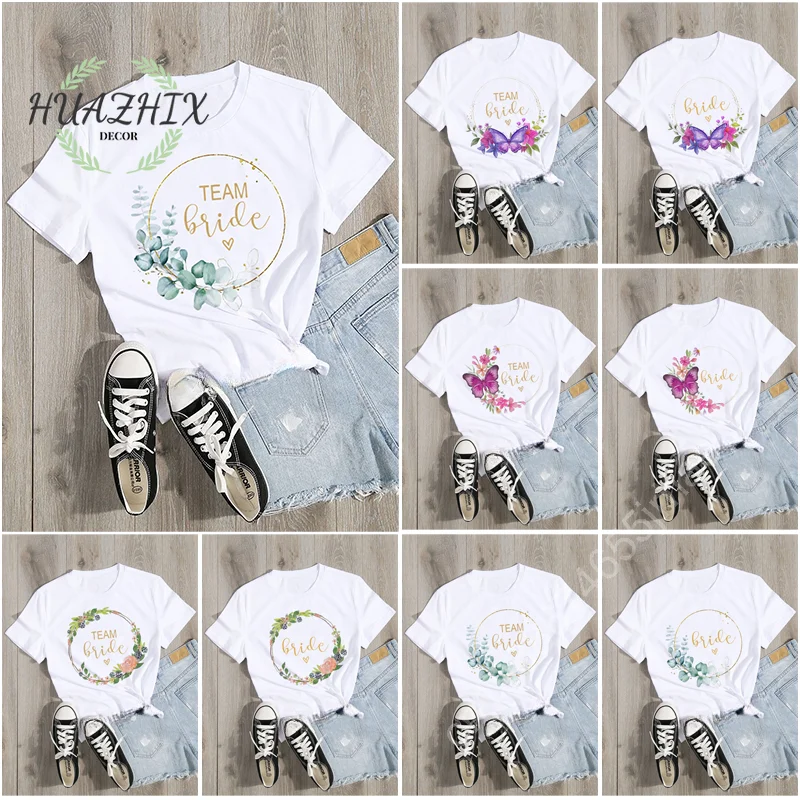Floral Bachelorette Team Bride Wedding Party Women Evjf Tee Shirt Casual ladies basic O-collar White Short Sleeved T-shirt Girl
Floral Bachelorette Team Bride Wedding Party Women Evjf Tee Shirt Casual ladies basic O-collar White Short Sleeved T-shirt Girl