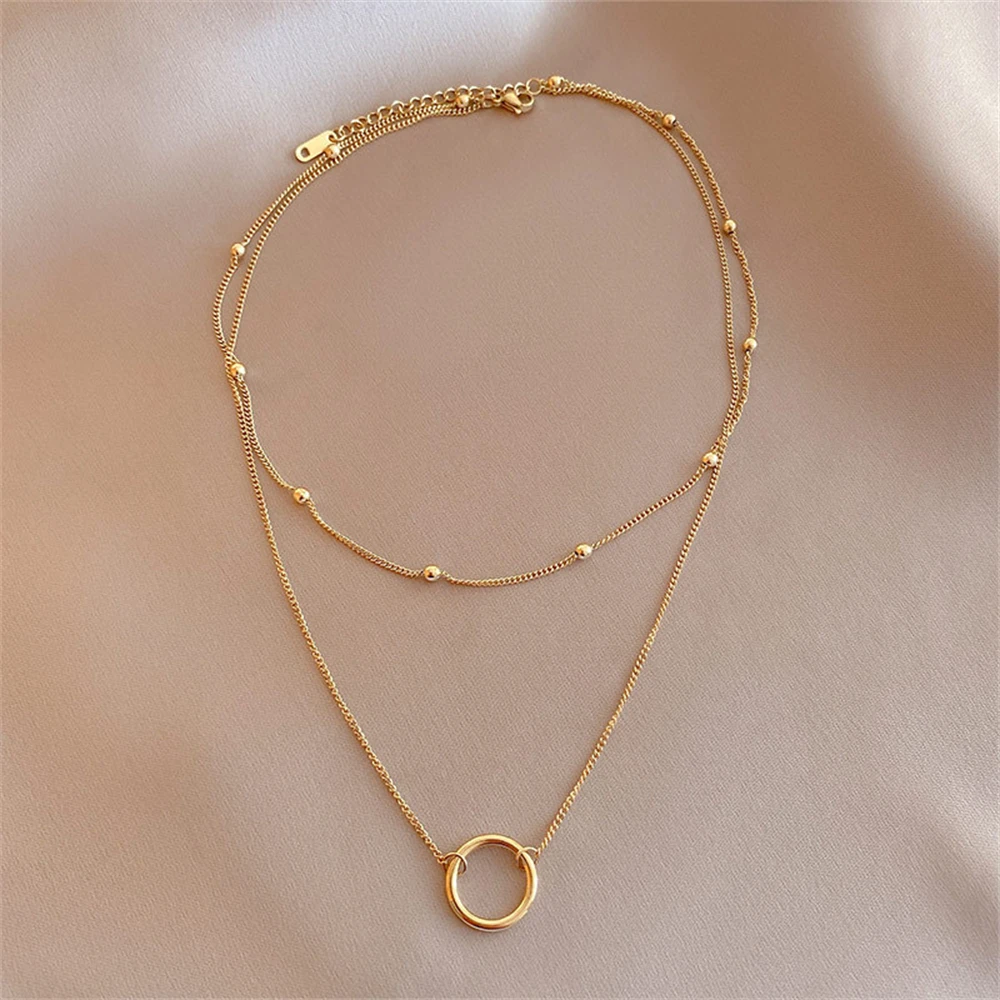 Fashion New In 2022 Titanium Steel Necklace For Women Gold Color Double Layer Clavicle Choker Penadnts Necklaces Jewelry Female
Fashion New In 2022 Titanium Steel Necklace For Women Gold Color Double Layer Clavicle Choker Penadnts Necklaces Jewelry Female