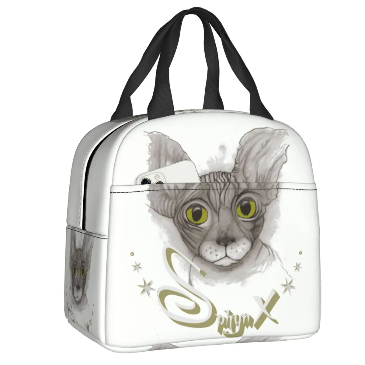 Sphynx Cat Portable Lunch Boxes Women Waterproof Cartoon Anime Kitten Thermal Cooler Food Insulated Lunch Bag Office Work
Sphynx Cat Portable Lunch Boxes Women Waterproof Cartoon Anime Kitten Thermal Cooler Food Insulated Lunch Bag Office Work