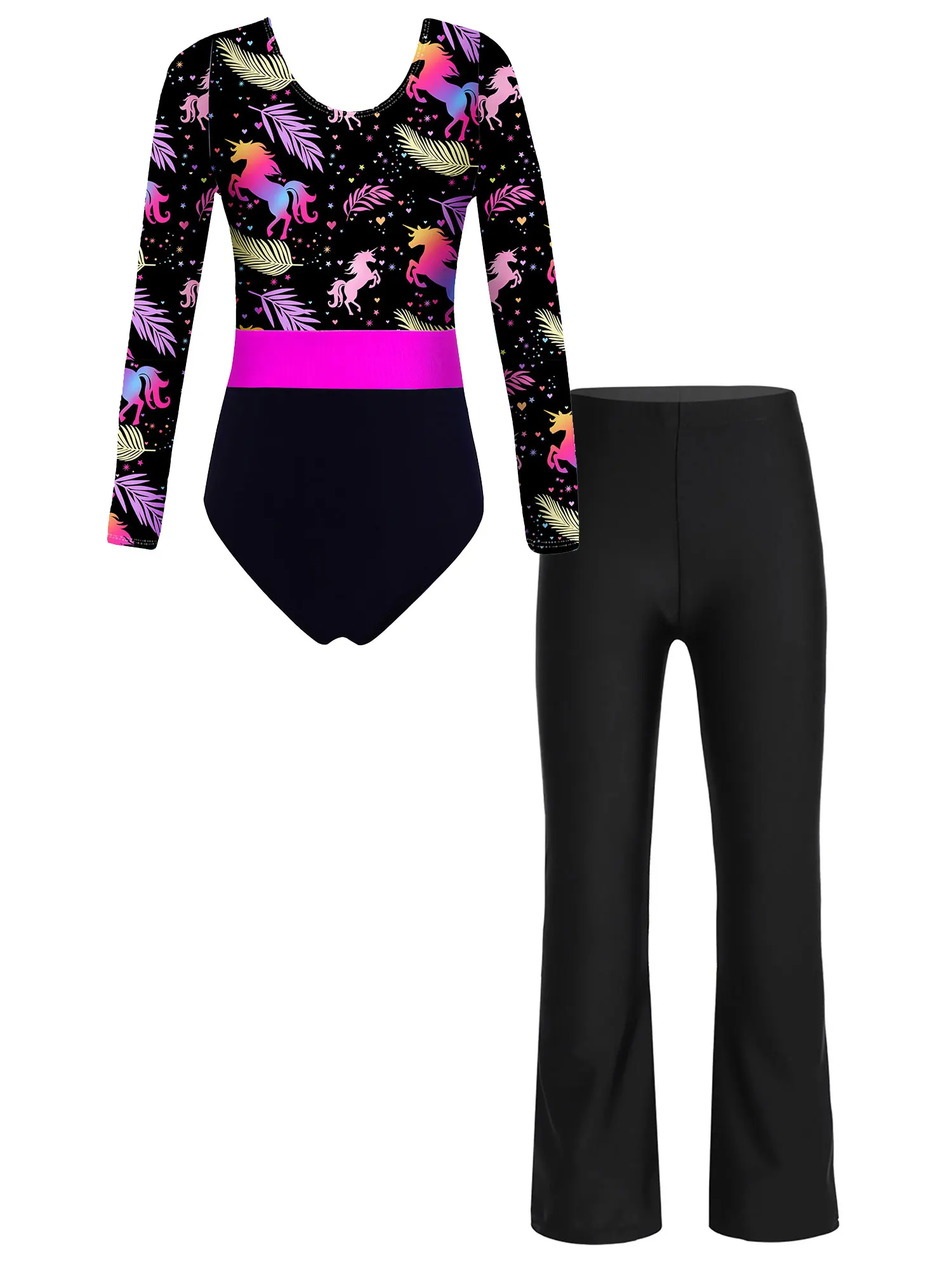 Детская танцевальная одежда из двух частей для девочек, стильное трико с длинным рукавом и круглым вырезом и принтом, свободные брюки для вы... 
Детская танцевальная одежда из двух частей для девочек, стильное трико с длинным рукавом и круглым вырезом и принтом, свободные брюки для вы...