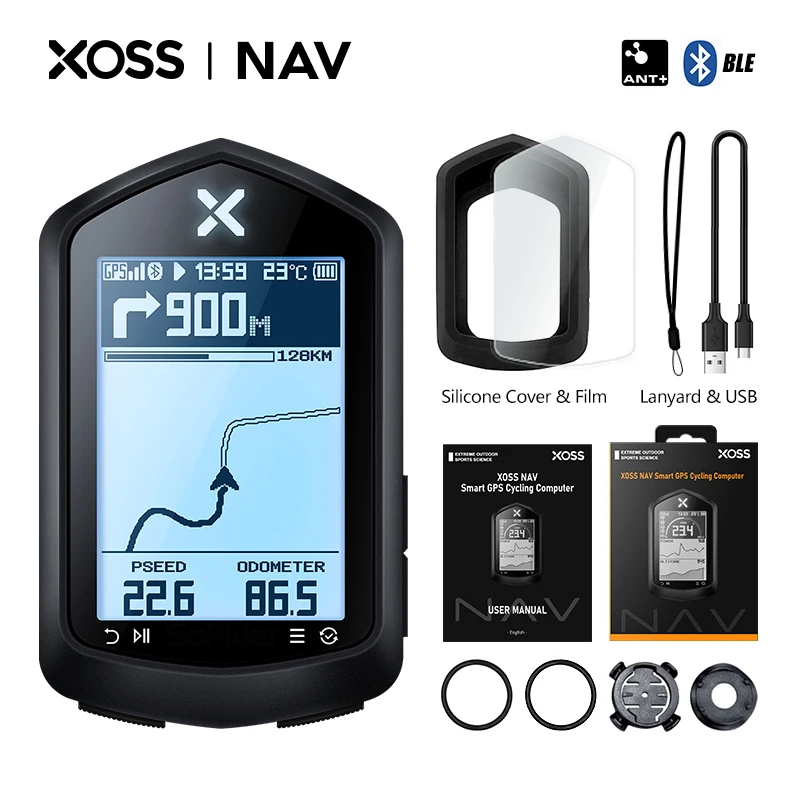 

GPS навигатор XOSS, велосипедный компьютер, велосипедные датчики частоты вращения педалей, монитор сердечного ритма для горных дорог, HD экран 2,4 дюйма, ANT +