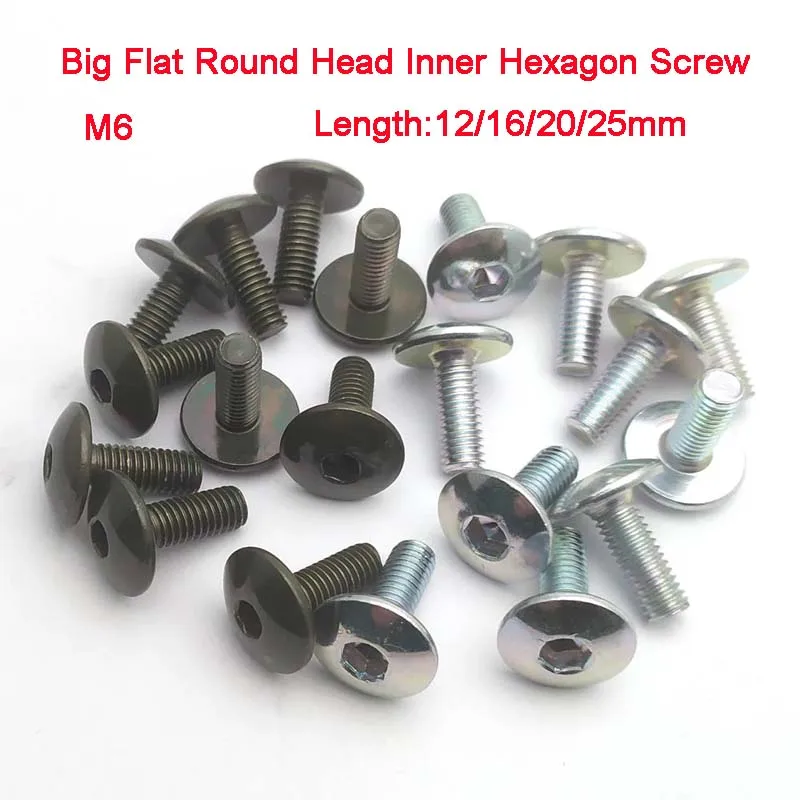 10pcs For Motorcycle Scooter ATV Moped Plastic Cover Big Flat Round Head Inner Hexagon Screw Bolt M6 6mm Length 12/16/20/25mm
10pcs For Motorcycle Scooter ATV Moped Plastic Cover Big Flat Round Head Inner Hexagon Screw Bolt M6 6mm Length 12/16/20/25mm