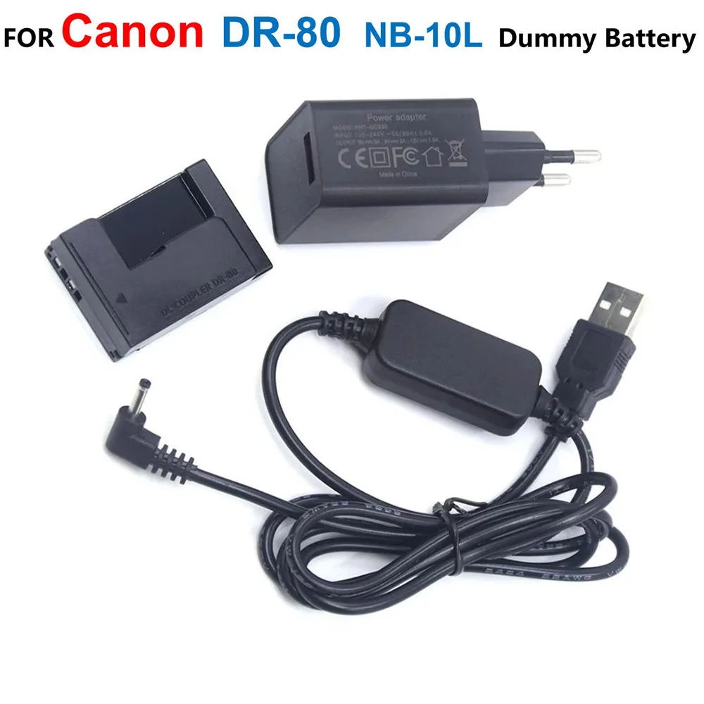 

USB Power Cable CA-PS700+DR-80 DC Coupler NB-10L Fake Battery+USB Charge Adapter For Canon G1 G1X G3X G15 G16 SX40 SX50 SX60