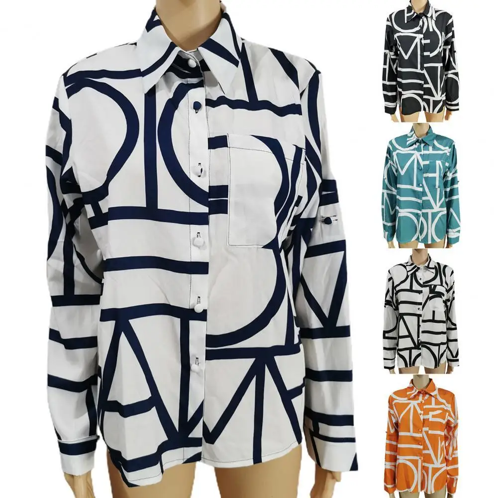 Women Shirt Turn-Down Collar Long Sleeve Spring Fall Buttons Closure Irregular Geometry Loose Print Trendy Shirt Ladies Clothing
Women Shirt Turn-Down Collar Long Sleeve Spring Fall Buttons Closure Irregular Geometry Loose Print Trendy Shirt Ladies Clothing
