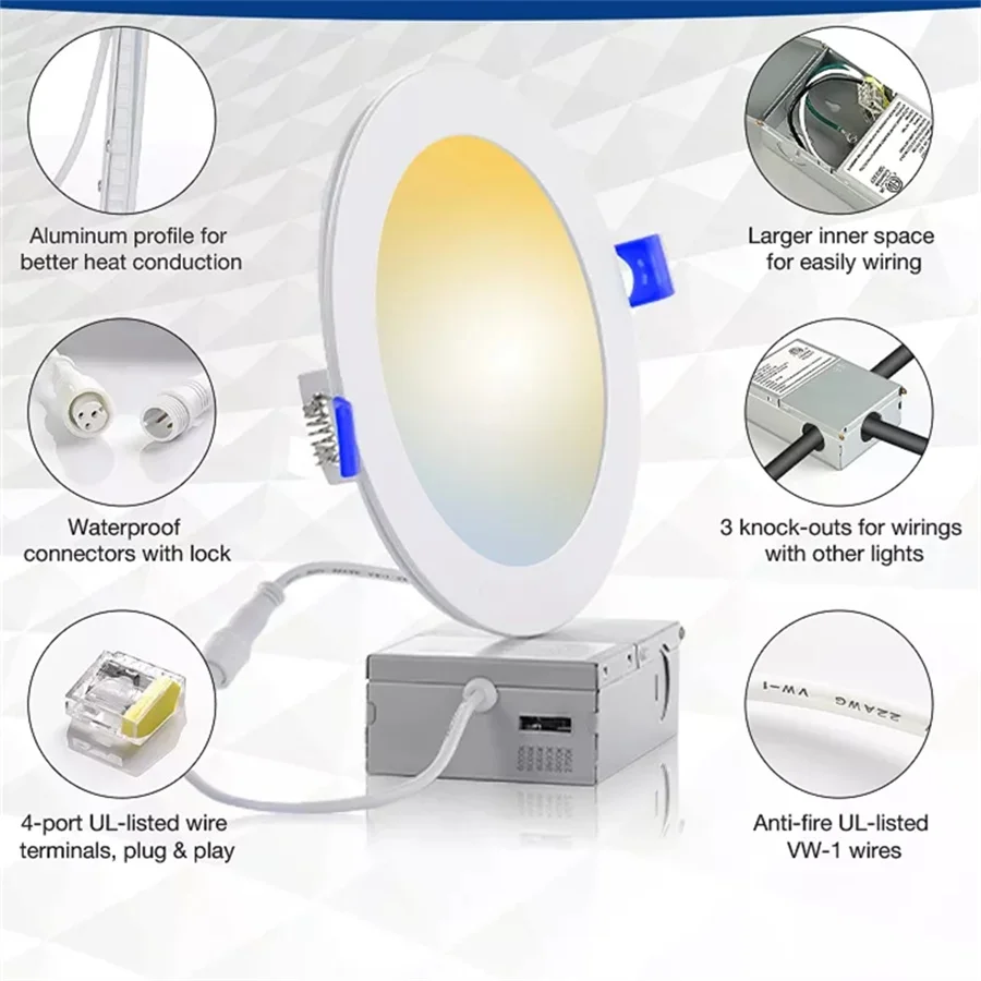 Top Selling Energy Star Dimmable Round 4 Inch 9W 6 inch 12W 5CCT DIP switch Etl Downlight Dimmable Ultra Slim Led Recessed Light
Top Selling Energy Star Dimmable Round 4 Inch 9W 6 inch 12W 5CCT DIP switch Etl Downlight Dimmable Ultra Slim Led Recessed Light