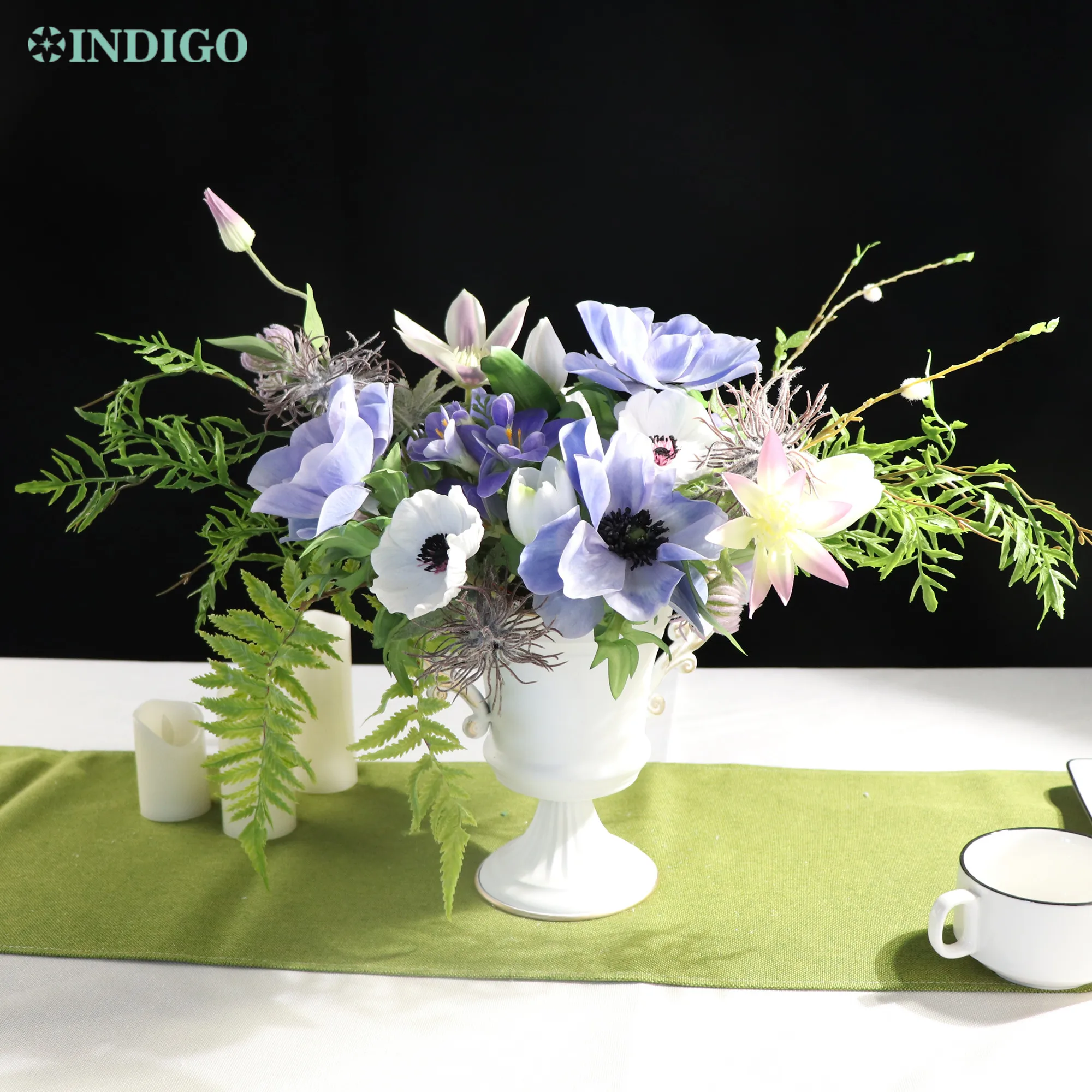 DIY Blue Anemone Flower Arrangment 1 Set With Vase Home Decoration Daisy Wedding Artificial Flower Floral Event Part - INDIGO
DIY Blue Anemone Flower Arrangment 1 Set With Vase Home Decoration Daisy Wedding Artificial Flower Floral Event Part - INDIGO