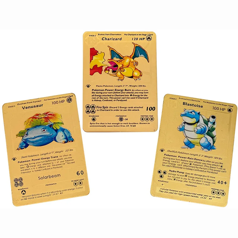 8,8*6,3 см Charizard blastise Venusaur 1-е издание базовый набор Покемон золотые открытки Коллекционные детские игрушки подарок для детей
8,8*6,3 см Charizard blastise Venusaur 1-е издание базовый набор Покемон золотые открытки Коллекционные детские игрушки подарок для детей