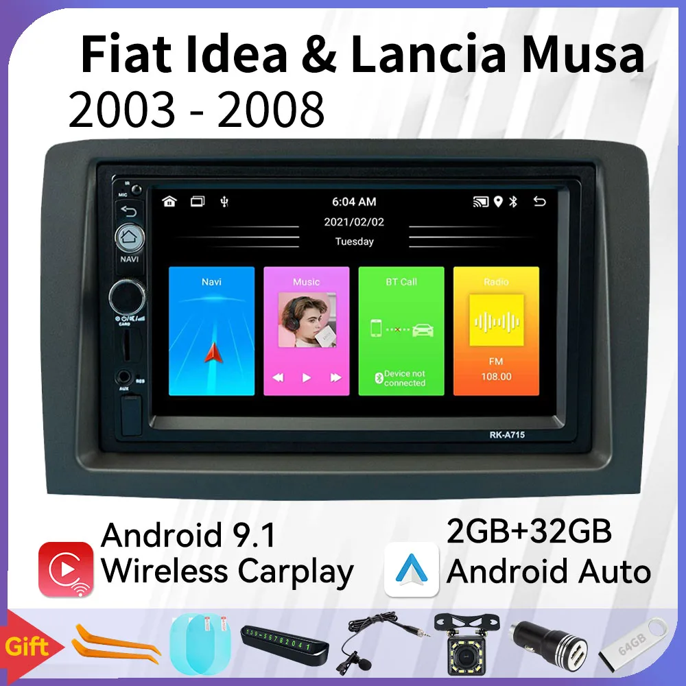 Carplay Stereo for Fiat Idea Lancia Musa 2003-2008 2 Din Android Car Radio Multimedia Player Head Unit Autoradio GPS Navigation
Carplay Stereo for Fiat Idea Lancia Musa 2003-2008 2 Din Android Car Radio Multimedia Player Head Unit Autoradio GPS Navigation