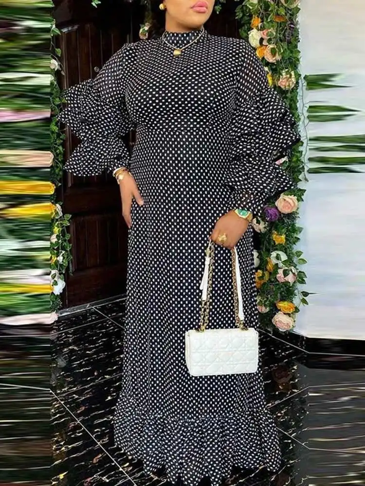 Holiday Vestidos VONDA Fashion Polka Dot Printed Party Maxi Dress Women Long Sleeve Stand Neck Pleated Dress Oversized
Holiday Vestidos VONDA Fashion Polka Dot Printed Party Maxi Dress Women Long Sleeve Stand Neck Pleated Dress Oversized