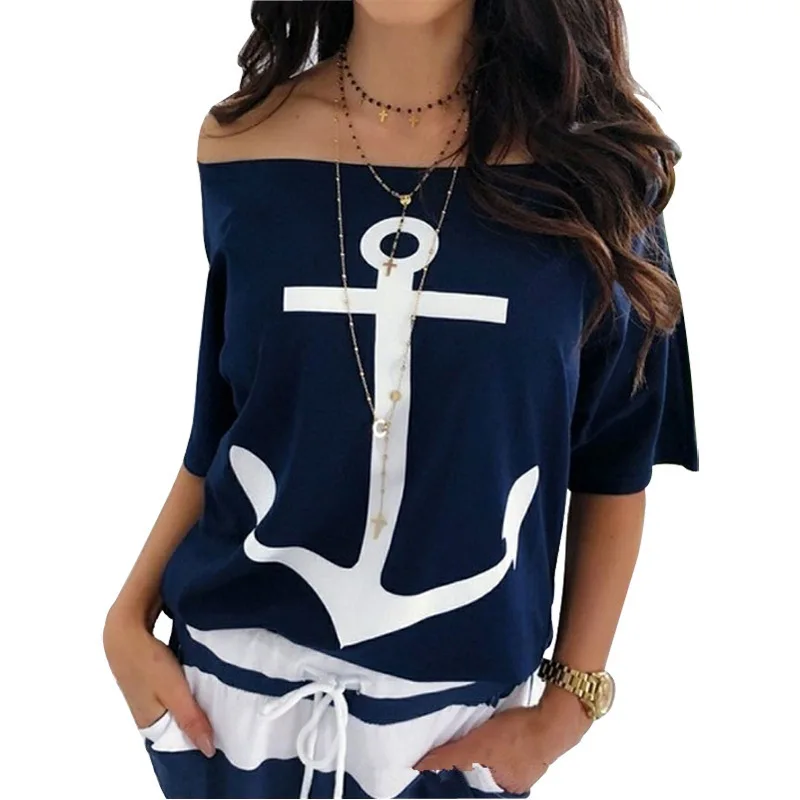 Navy Anchor Stripe Tshirt Summer Women Bat Sleeve Cotton One-shoulder T-shirt Harajuku 90S Couple Cheap Top Streetwear xl-5xl
Navy Anchor Stripe Tshirt Summer Women Bat Sleeve Cotton One-shoulder T-shirt Harajuku 90S Couple Cheap Top Streetwear xl-5xl