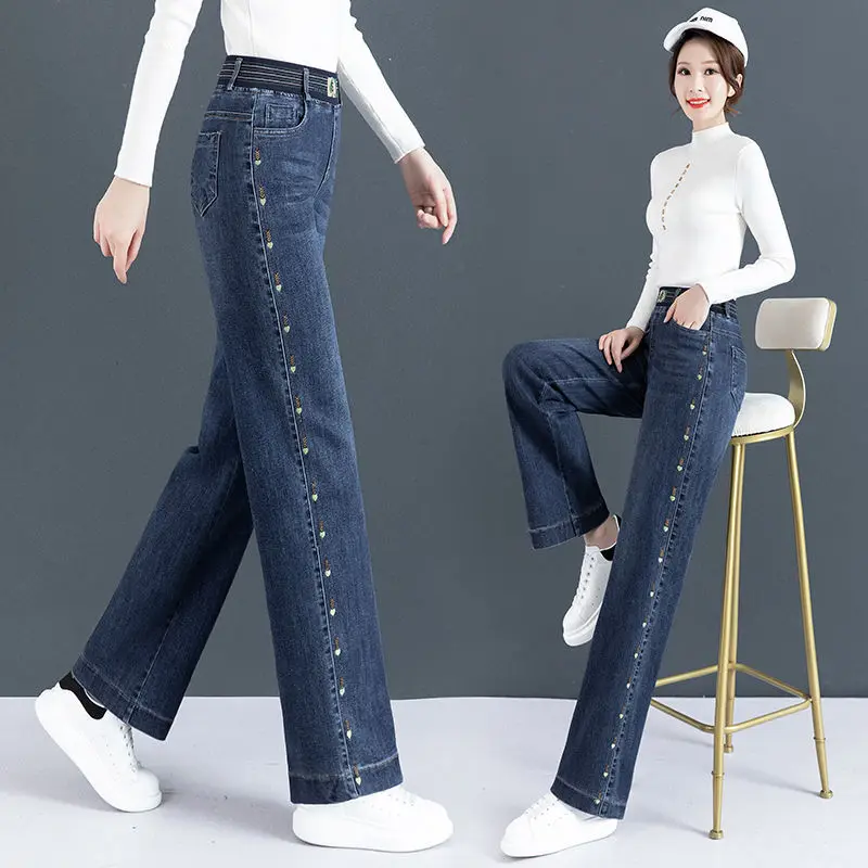 Korean Fashion Women's Jeans Street Casual Elastic Waist Pants Wide Leg Straight Denim Cotton Loose Straight Trousers L130
Korean Fashion Women's Jeans Street Casual Elastic Waist Pants Wide Leg Straight Denim Cotton Loose Straight Trousers L130