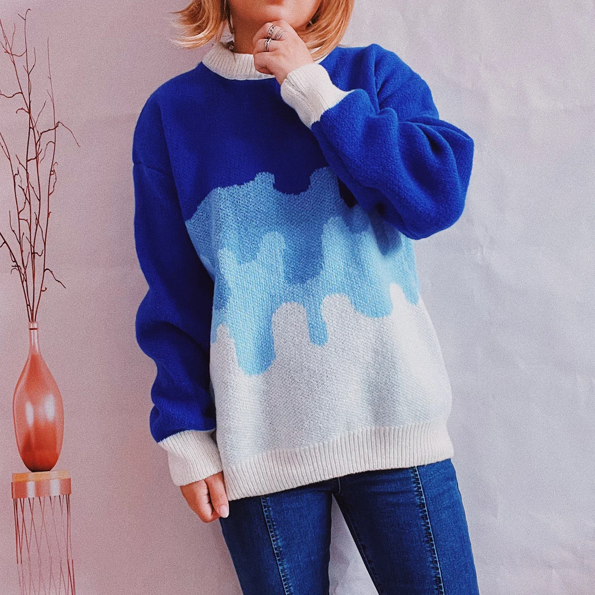Urifens Women Color Spliced Sweater Drop Shoulder Loose Elegant Knit Pullover Soft Stretch Winter Jumpe Chic Korean Knitwear
Urifens Women Color Spliced Sweater Drop Shoulder Loose Elegant Knit Pullover Soft Stretch Winter Jumpe Chic Korean Knitwear