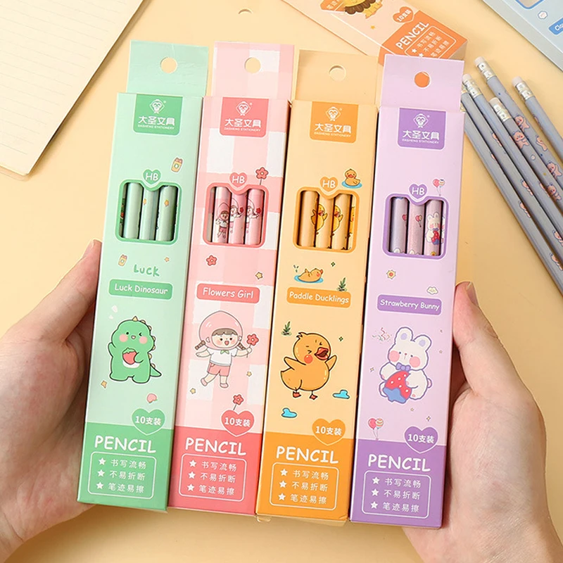 10 pcs/set Cartoon Animals HB Standard Pencils with Eraser for School Cute Stationery Supplies Students Drawing Writing Sketch
10 pcs/set Cartoon Animals HB Standard Pencils with Eraser for School Cute Stationery Supplies Students Drawing Writing Sketch