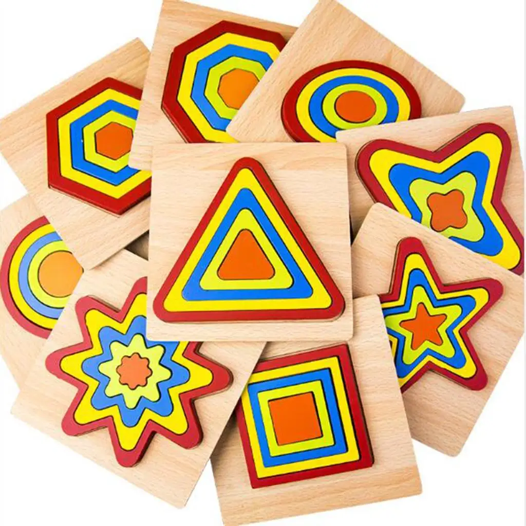Wooden Geometric Jigsaw Puzzle Kids Toy Learning Aids Multicolored Shape 
Wooden Geometric Jigsaw Puzzle Kids Toy Learning Aids Multicolored Shape