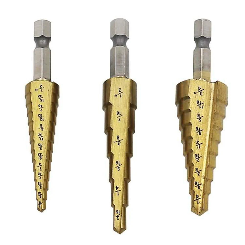 3PC HSS Straight Groove Titanium Coated Step Drill Bit Reamer Reaming 1/8-3/4 Wood Metal Hole Cutter Core Drill Bit Set
3PC HSS Straight Groove Titanium Coated Step Drill Bit Reamer Reaming 1/8-3/4 Wood Metal Hole Cutter Core Drill Bit Set