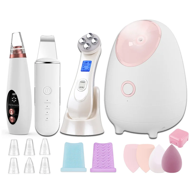 4+13 Kits Hot Nano Facial Steamer RF LED Light Therapy Device Blackhead Remover Ultrasonic Scraper Skin Scrubber Makeup Puffs
4+13 Kits Hot Nano Facial Steamer RF LED Light Therapy Device Blackhead Remover Ultrasonic Scraper Skin Scrubber Makeup Puffs