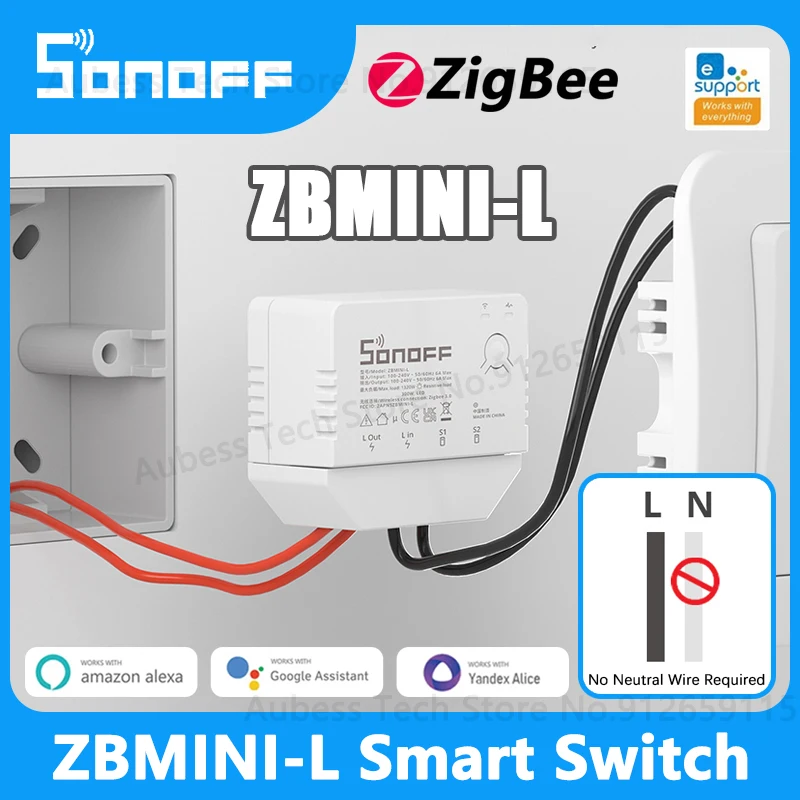 SONOFF ZBMINI-L ZigBee Smart Switch No Neutral Wire Required Mini 2-way Switch For Alice Alexa Google Home Assistant SmartThings
SONOFF ZBMINI-L ZigBee Smart Switch No Neutral Wire Required Mini 2-way Switch For Alice Alexa Google Home Assistant SmartThings