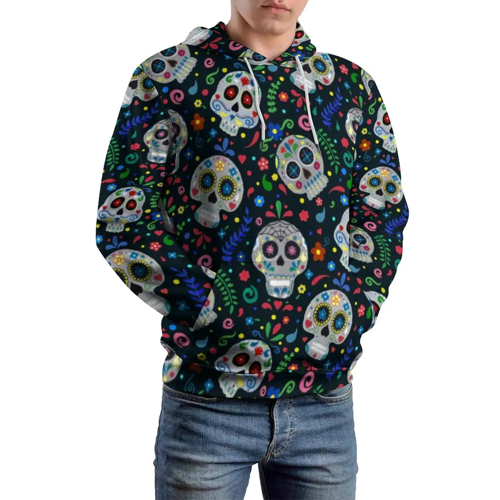 Dia De Los Muertos Sugar Skull Loose Hoodies Floral Print Modern Pullover Hoodie Man Long Sleeve Oversized Casual Graphic Tops
Dia De Los Muertos Sugar Skull Loose Hoodies Floral Print Modern Pullover Hoodie Man Long Sleeve Oversized Casual Graphic Tops