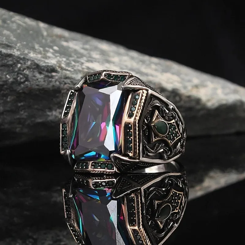Classic Retro Rainbow Men Rings Silver Color Carving Pattern Signet Steampunk Rings for Men Birhday Gift Party Gothic Jewelry
Classic Retro Rainbow Men Rings Silver Color Carving Pattern Signet Steampunk Rings for Men Birhday Gift Party Gothic Jewelry
