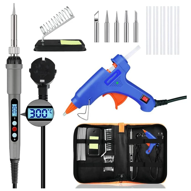 Soldering Iron Set,60W Soldering Iron LCD Screen Adjustable Temperature Soldering,For Electrical Engineering
Soldering Iron Set,60W Soldering Iron LCD Screen Adjustable Temperature Soldering,For Electrical Engineering