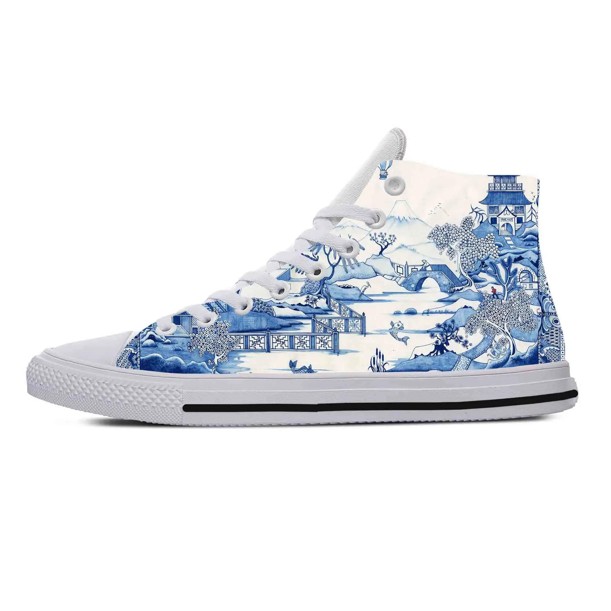 Blue White Willow Pagoda Chinoiserie Pattern Cool Casual Cloth Shoes High Top Comfortable Breathable 3D Print Men Women Sneakers
Blue White Willow Pagoda Chinoiserie Pattern Cool Casual Cloth Shoes High Top Comfortable Breathable 3D Print Men Women Sneakers