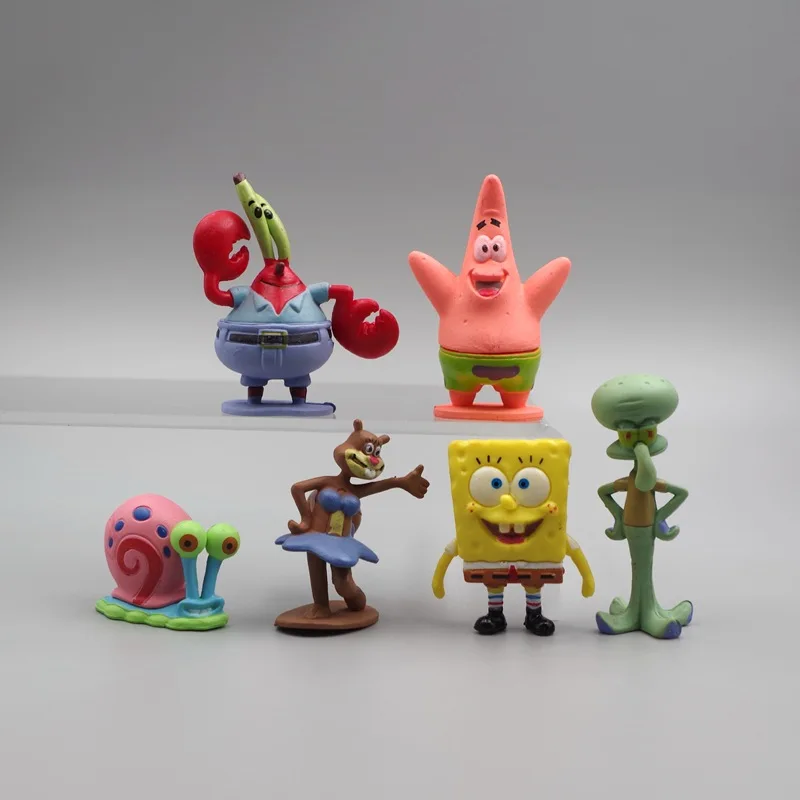 

6pcs/set Spongebob Action Figures Cartoon Movie Mini Dolls Children Birthday Gifts Set 5.6CM