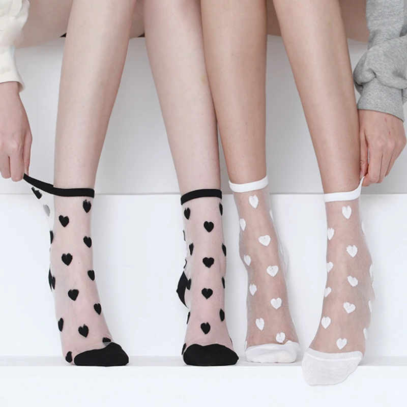 Summer Heart Tulle Glass Silk Socks Women New Ladies Lace Transparent Ultra-thin Mesh Colorful Polyester Sheer Socks
Summer Heart Tulle Glass Silk Socks Women New Ladies Lace Transparent Ultra-thin Mesh Colorful Polyester Sheer Socks