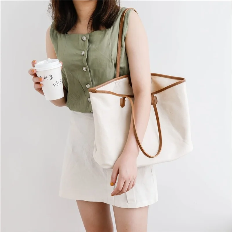 Women Canvas Big Size Handbag Youth Fashion Casual Large Capacity Shoulder Bag Solid Color Ladies Shopping Tote Books Bag
Women Canvas Big Size Handbag Youth Fashion Casual Large Capacity Shoulder Bag Solid Color Ladies Shopping Tote Books Bag