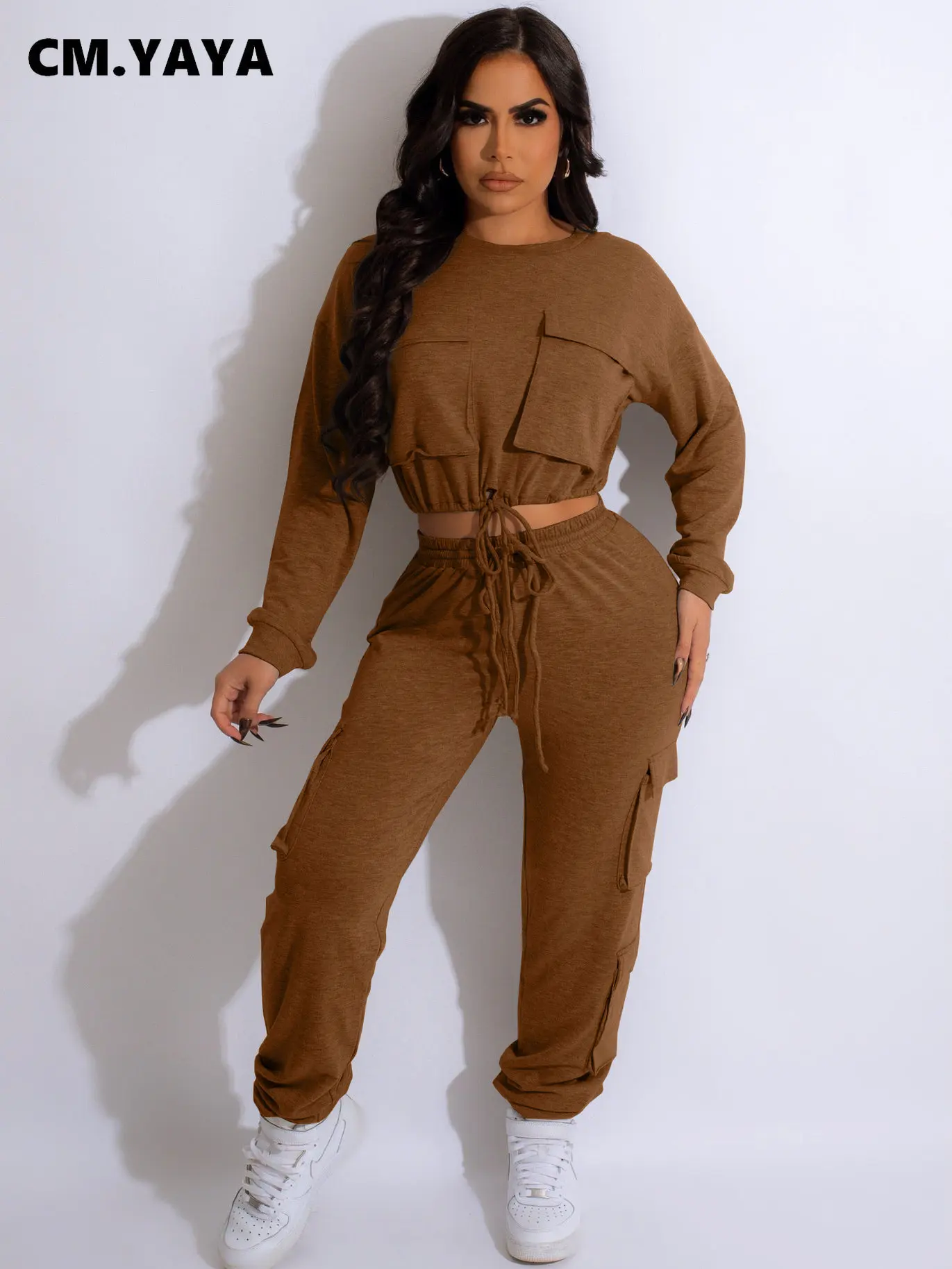 Уличный Женский комплект CM.YAYA, модная толстовка с карманами спереди и брюки-джоггеры, спортивный костюм для йоги, комплект из двух предметов...
Уличный Женский комплект CM.YAYA, модная толстовка с карманами спереди и брюки-джоггеры, спортивный костюм для йоги, комплект из двух предметов...