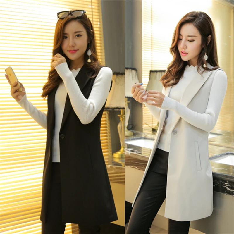Spring Autumn Fashion Women's Mid-length Vest Suit Vest Slim Fit Korean Cardigan Sleeveless Tops Waistcoat Cheap Wholesale New
Spring Autumn Fashion Women's Mid-length Vest Suit Vest Slim Fit Korean Cardigan Sleeveless Tops Waistcoat Cheap Wholesale New