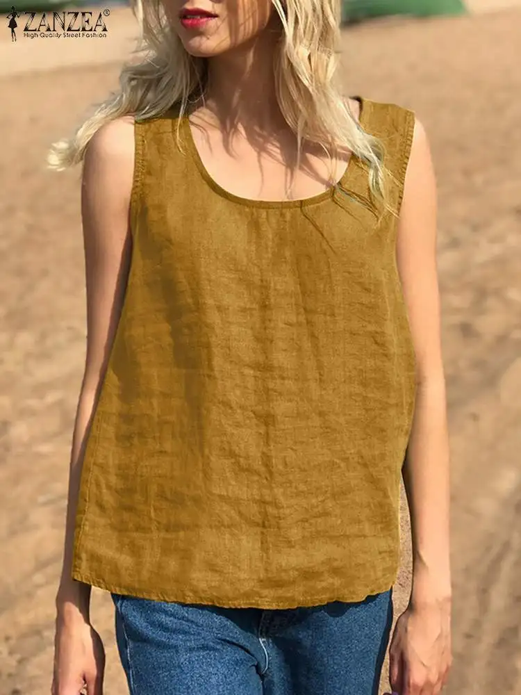 Women Casual Sleeveless Blouse ZANZEA Summer Fashion Tanks Tops Solid Loose Cotton Top Tunic Beach Holiday Blusas Work Shirt
Women Casual Sleeveless Blouse ZANZEA Summer Fashion Tanks Tops Solid Loose Cotton Top Tunic Beach Holiday Blusas Work Shirt