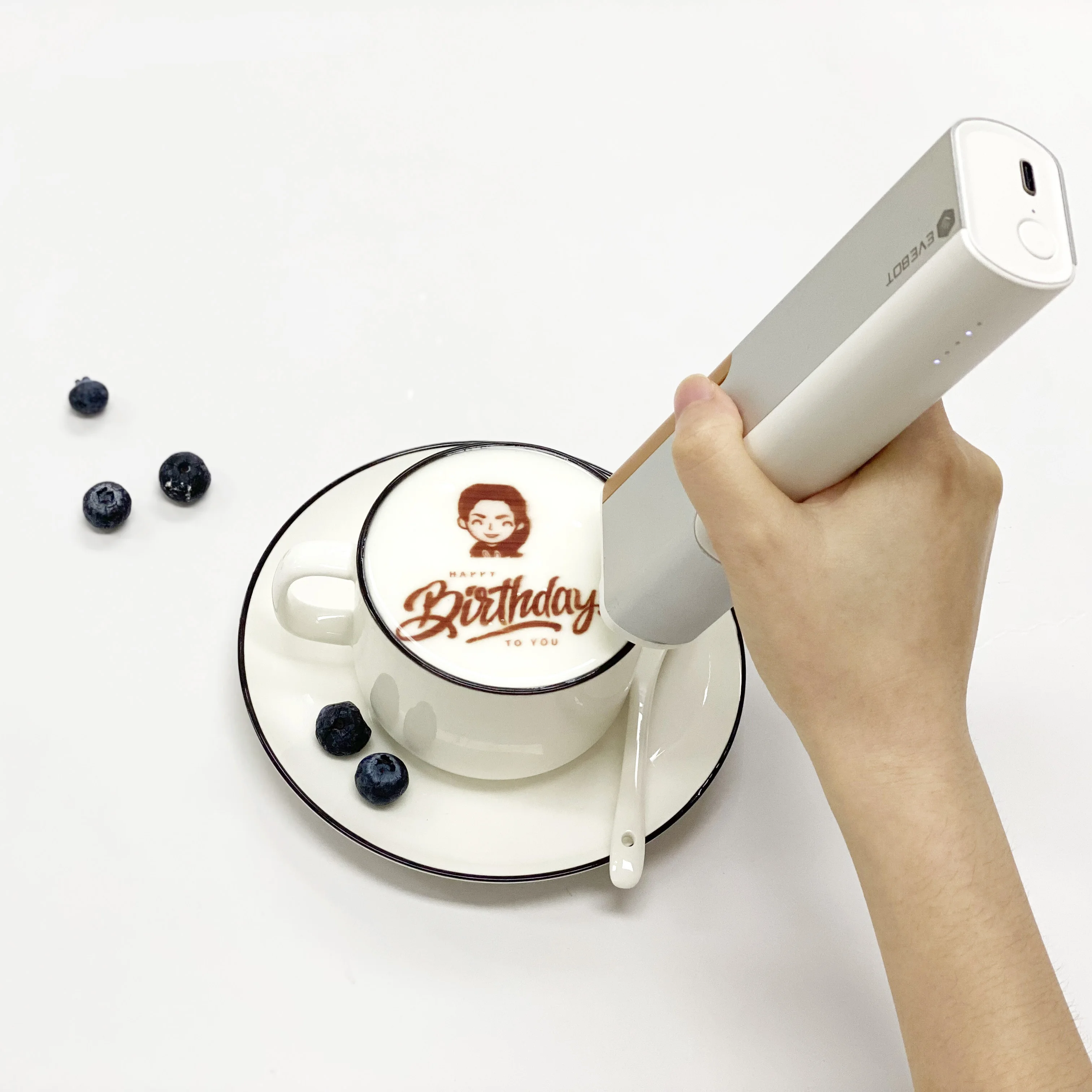 EVEBOT PrintPen, принтер для печати на поверхности пищи, пирожные, макарон, струйный съедобный цифровой ручной принтер, портативная машина для печати на кофе, латте
EVEBOT PrintPen, принтер для печати на поверхности пищи, пирожные, макарон, струйный съедобный цифровой ручной принтер, портативная машина для печати на кофе, латте