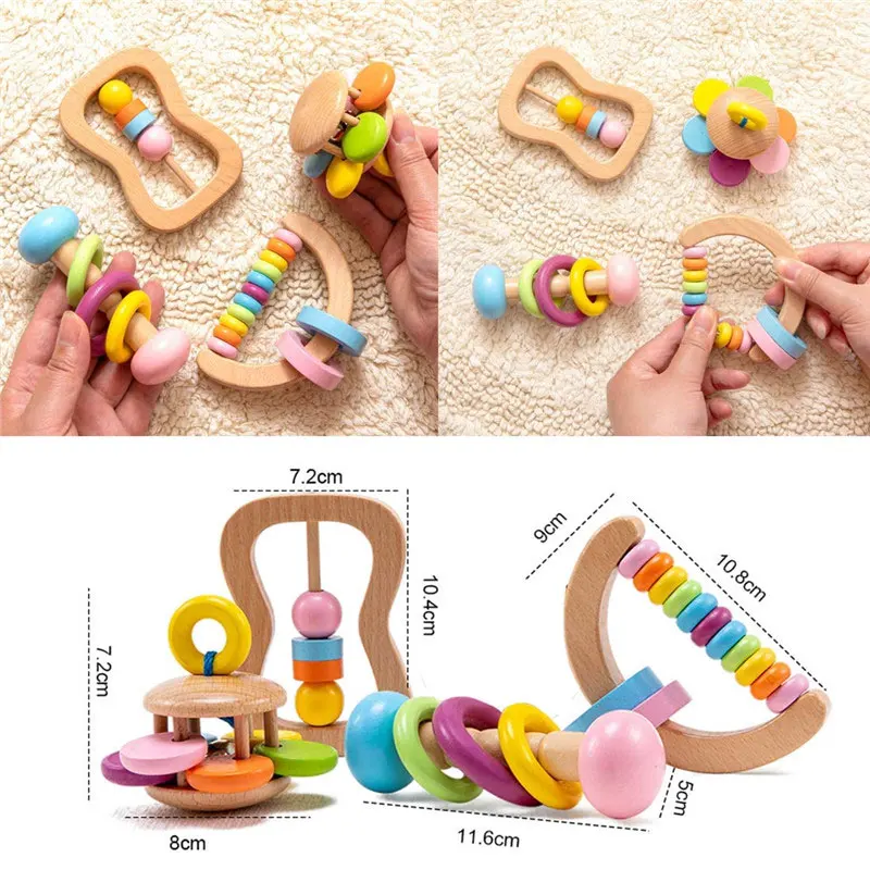 Wooden Rattles Baby Toys Grasp Play Game Teething Infant Toy Early Musical Educational Toy Toddler Rattles Children Kids Gifts
Wooden Rattles Baby Toys Grasp Play Game Teething Infant Toy Early Musical Educational Toy Toddler Rattles Children Kids Gifts